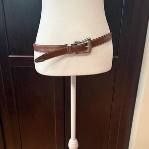 Brown leather belt w/ detailed buckles